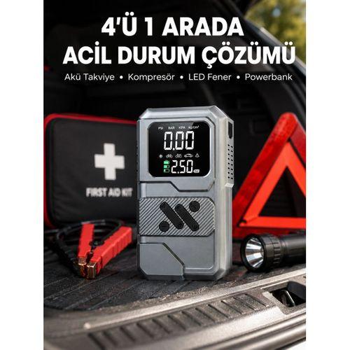 Araçlar İçin Akü Takviye Lastik Şişirme Ve Powerbank Cihazı