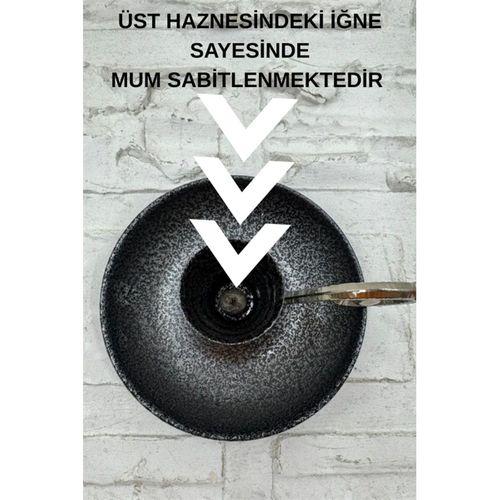 Metal Nostalji Mumluk & El Şamdanı Kendinden Iğneli Mum Hediyeli Gümüş Turna2623-5