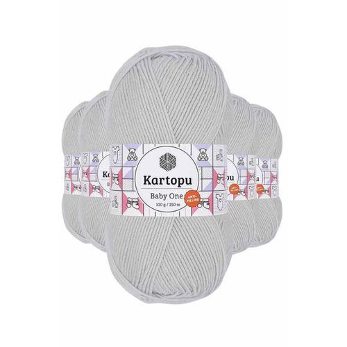 5 Adet Baby One Tüylenmeyen El Örgü İpi Yünü Alaska Gri K992