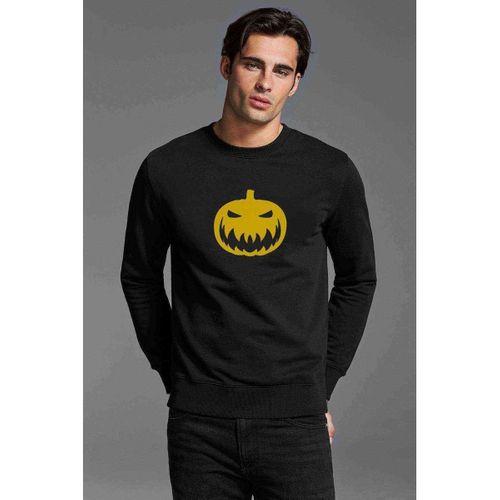 Silhouette Halloween Pumpkin Baskılı Siyah Erkek Sweatshirt
