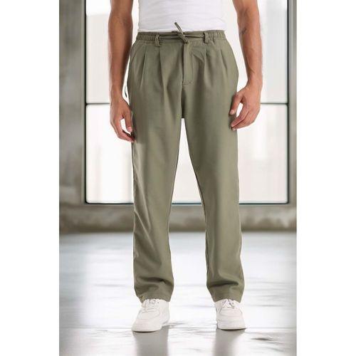 Bezayağı Kumaş Relax Fit Duble Paça Jogger Pantolon - Avcı Yeşili