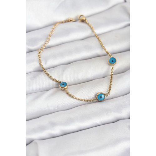 316L Çelik Gold Renkli Nazar Boncuk Model Kadın Bileklik