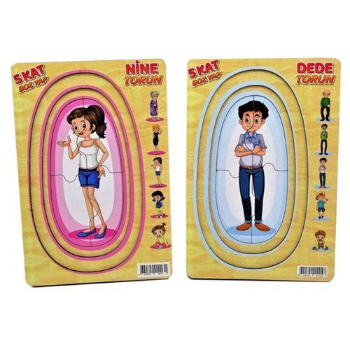 Eğitici Oyuncak 1113-1114  CC, Ahşap Memo Nine-Dede-Torun Yapboz
