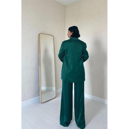 Zümrüt Saten Ceket Ve Pantolon Takım