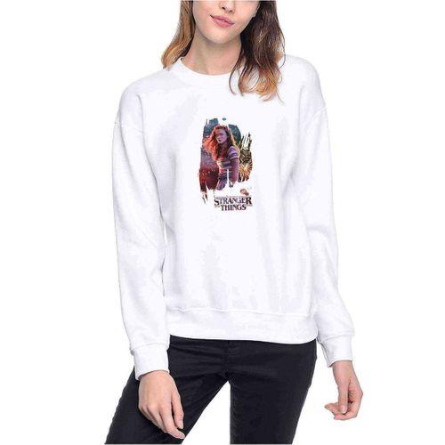 Stranger Things Max Wallpaper Baskılı Beyaz Kadın Sweatshirt