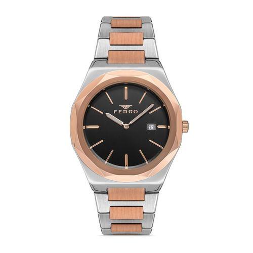 Ferro 41 mm Rose ve Gümüş Çelik Kordon Erkek Kol Saati F40092A-E F40092A-E
