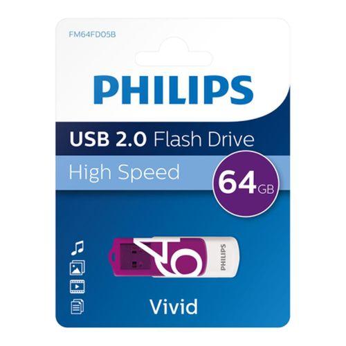 PHILIPS FM64FD05B, 64GB, USB 2.0, Vivid, Mor, Flash Disk