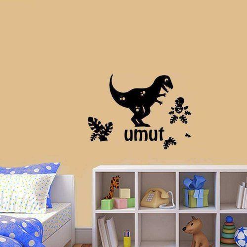 İsme Özel Dinazor Silüeti Dekoratif Çocuk Odası Duvar Sticker, Çıkartma, Etiket