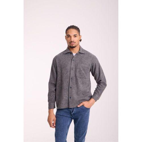 Frankel Kaşe Kumaş Tek Cepli Relaxed Fit Erkek Gömlek - Açık Gri