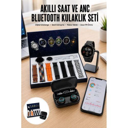 Ucuz Kaliteli Yeni Nesil 7 Kordonlu Akıllı Saat Ve Kablosuz Bluetooth Kulaklık Anc Özelliği