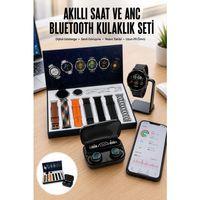 Ucuz Kaliteli Yeni Nesil 7 Kordonlu Akıllı Saat Ve Kablosuz Bluetooth Kulaklık Anc Özelliği