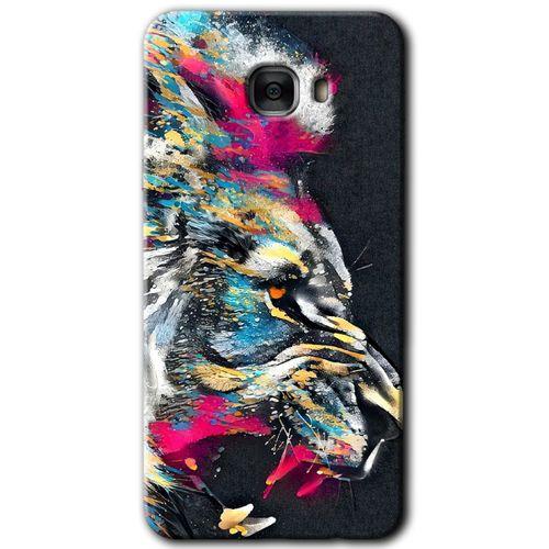 Galaxy C9 Pro Kılıf HD Desen Baskılı Arka Kapak - Colorfull Aslan