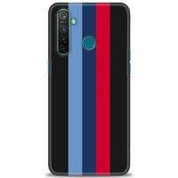 Realme 5 Pro Kılıf HD Baskılı Kılıf - Bordo Çubuk + Tam Ekran Koruyucu
