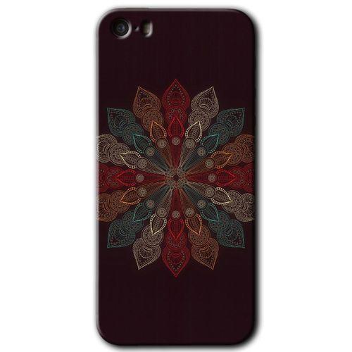 iPhone 5s Kılıf HD Desen Baskılı Arka Kapak - Mandala Flower Wal + Kırılmaz Cam