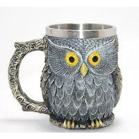 Bilge Baykuş Figürlü 3d Kabartmalı Paslanmaz Çelik Kupa Bardak
