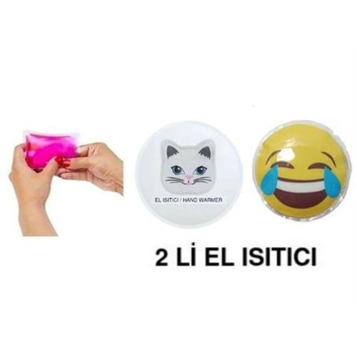 Gülen Emoji,Kedi Cep Sobası,El Isıtıcı,2 Adet Sıcak Su Torbası Pvc  9Cm