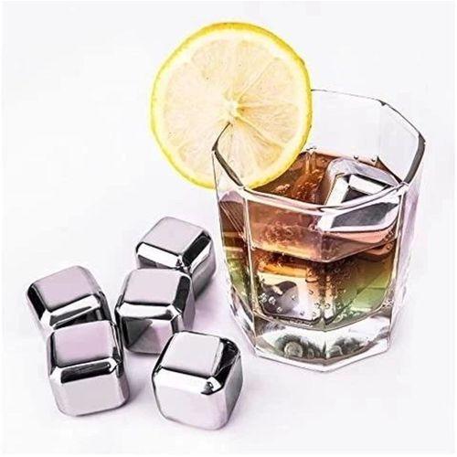 4'lü Çelik Metal Kaplama Viski Taşı Soğutma Buz Küpü