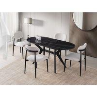 Star Polo Siyah Mermer Mutfak Masa Sandalye Takımı 82x138