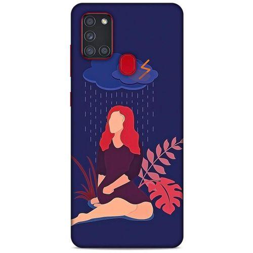 Samsung Galaxy A21s Kılıf Depresyon (4) Koruma Kılıfı Açık Kahverengi