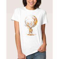 Watercolor Autumn Deer Kadın Beyaz Tshirt