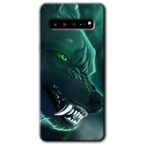 Galaxy S10 Plus Kılıf HD Desen Baskılı Arka Kapak - Yeşil Kurt