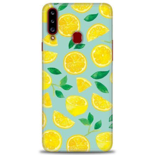 Samsung Galaxy A20S Kılıf HD Baskılı Kılıf - Limon Dilimleri + Tam Ekran Koruyucu
