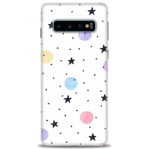 Samsung Galaxy S10 Kılıf HD Baskılı Kılıf - Yıldız ve Daireler + Tam Ekran Koruyucu