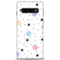 Samsung Galaxy S10 Kılıf HD Baskılı Kılıf - Yıldız ve Daireler + Tam Ekran Koruyucu