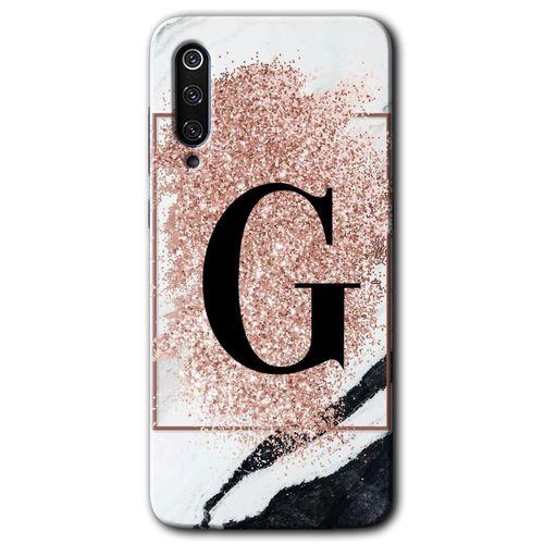 Xiaomi Mi 9 SE Kılıf HD Desen Baskılı Arka Kapak - Pembe Mermer Desenli G Harfi