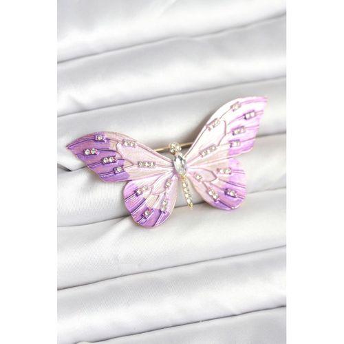 Lila Renk Kelebek Model Broş