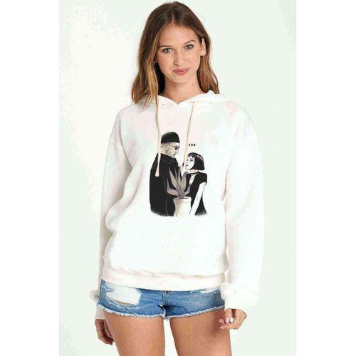 Leon & Mathilda Sevginin Gücü The Baskılı Beyaz Kadın Kapşonlu Sweatshirt