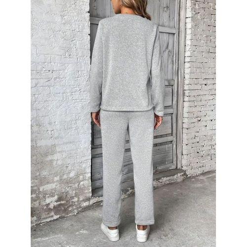 Kadın Uzun Kollu Yanları Nervurlu Viskon Iki Iplik Ve Pantolon Ikili Takım