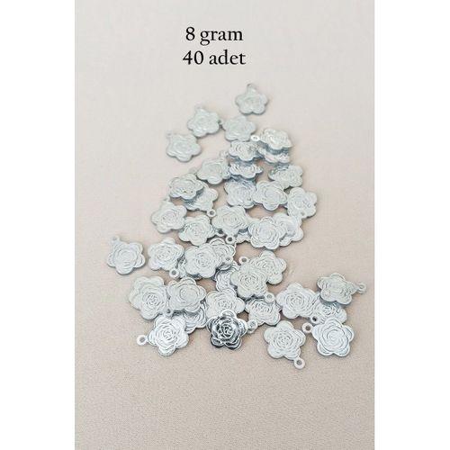 Oya Abiye Bileklik Kolye Pleksi Metalik Plastik Pul Gümüş Renk 8 gram 40 adet - BNC524
