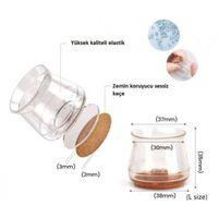 4'lü Keçeli Şeffaf Silikon Sandalye Ayak Koruyucu Seti