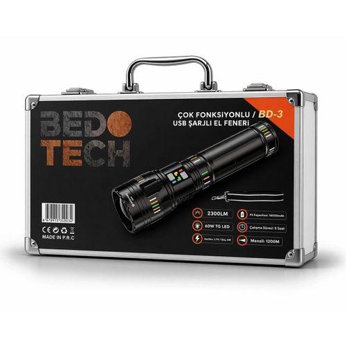 Bedotech Bd-3 60w Tg Led Alüminyum Alaşımlı Zoomlu Type-c Renkli Pil Göstergeli Şarjlı El Feneri