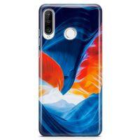Huawei P30 Lite Kılıf Turuncu Kanyon Arka Kapak Koruma Desenli Full Koruyucu