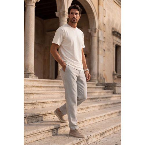 Sorrentino Relax Fit %100 Pamuk Flamlı Kumaş Erkek Jogger Pantolon - Mineral Gri