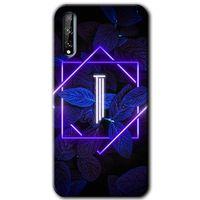 MRCİLETİSİM Huawei P Smart S Kılıf HD Desen Baskılı Arka Kapak + Temperli Cam - Dark Neon Yaprak I Harfi
