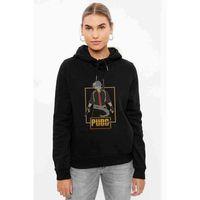 Pubg Man Baskılı Siyah Kadın Kapşonlu Sweashirt