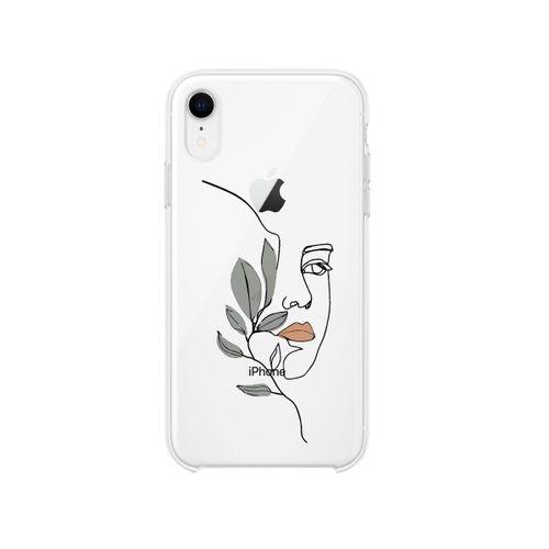 iPhone Xr Line Art Women Desenli Premium Şeffaf Silikon Kılıf