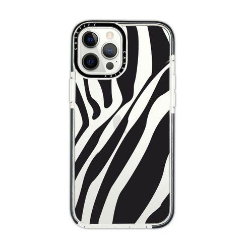 iPhone 11 Pro Casetify Zebra Desenli Anti Shock Premium Silikonlu Siyah Kenar Detaylı Telefon Kılıfı