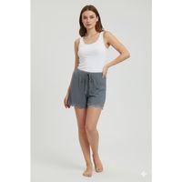 Bambu Fitilli Kadın Ev Şortu Bacak Dantel Detaylı Ev Giyim Gri