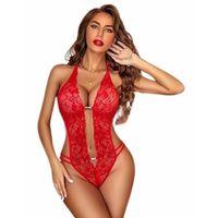 Fantezi Kırmızı Dantelli Zincirli Seksi Babydoll