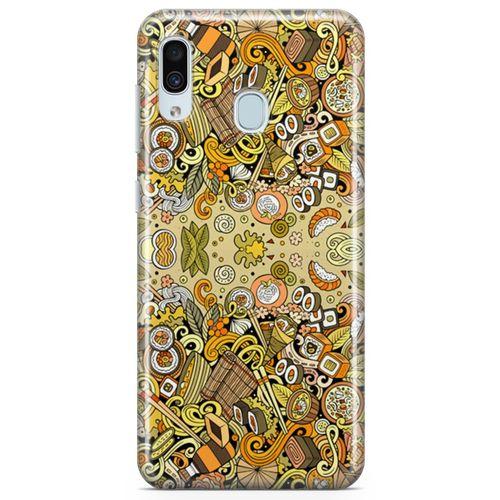 Samsung Galaxy A20 Kılıf Japon Yemekleri Doodle Arka Kapak Koruma Desenli Full Koruyucu