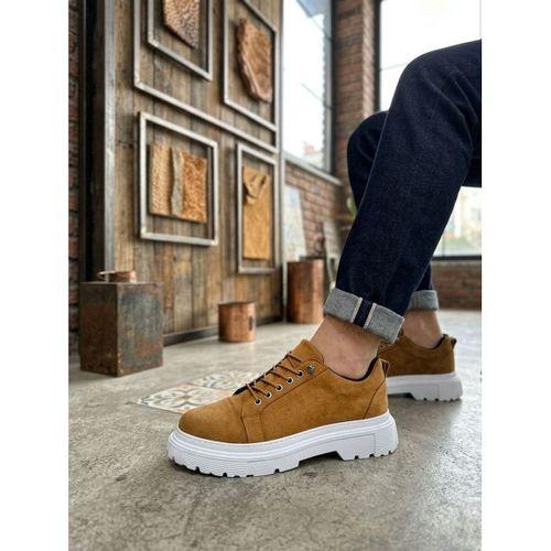 BA0245 Taba Süet Akıllı Lastik Bağcık Yüksek Taban Günlük Erkek Ayakkabı