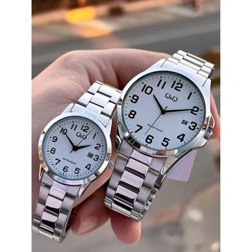 Q&Q Çelik Kordon 2 Yıl Garantili 3 Atm Suya Dayanıklı Sevgili Ve Ciftlere Özel Kol Saati QQ.CF001.1