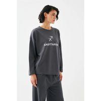 Kadın Füme Yay Burcu Oversize 2 İplik Eşofman Ev Giyim Takımı