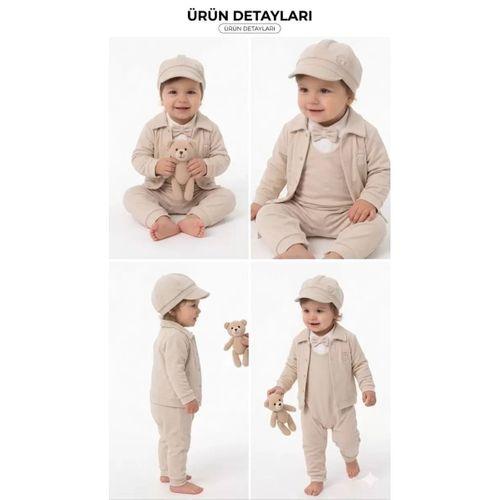 3/12 Ay Pamuk Penye 5 Parça Bebek Takımı