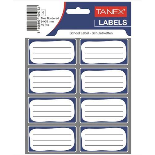Tanex Kids Okul Etiketi Bordürlü Mavi 5Li - 3 paket
