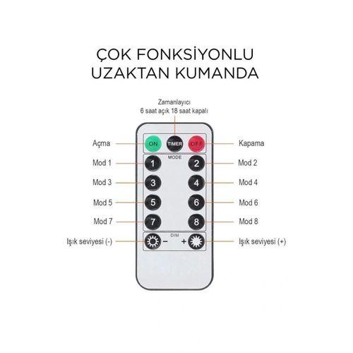 Torima Lw-7 300 Ledli 10 Sarkıt Perde Led Işık, 8 Modlu Uzaktan Kumandalı, 3x3 Metre Peri Telli Led